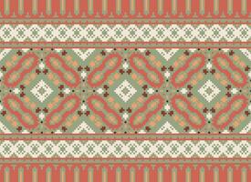 Pixel Ethnic pattern vector background. seamless pattern traditional, Design for background, wallpaper, Batik, fabric, carpet, clothing, wrapping, and textile.ethnic pattern Vector illustration.