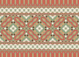 Pixel Ethnic pattern vector background. seamless pattern traditional, Design for background, wallpaper, Batik, fabric, carpet, clothing, wrapping, and textile.ethnic pattern Vector illustration.