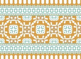 Pixel Ethnic pattern vector background. seamless pattern traditional, Design for background, wallpaper, Batik, fabric, carpet, clothing, wrapping, and textile.ethnic pattern Vector illustration.
