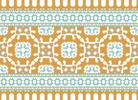 Pixel Ethnic pattern vector background. seamless pattern traditional, Design for background, wallpaper, Batik, fabric, carpet, clothing, wrapping, and textile.ethnic pattern Vector illustration.