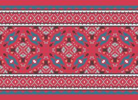 Pixel Ethnic pattern vector background. seamless pattern traditional, Design for background, wallpaper, Batik, fabric, carpet, clothing, wrapping, and textile.ethnic pattern Vector illustration.