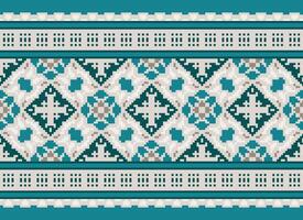 Pixel Ethnic pattern vector background. seamless pattern traditional, Design for background, wallpaper, Batik, fabric, carpet, clothing, wrapping, and textile.ethnic pattern Vector illustration.