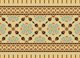 Pixel Ethnic pattern vector background. seamless pattern traditional, Design for background, wallpaper, Batik, fabric, carpet, clothing, wrapping, and textile.ethnic pattern Vector illustration.