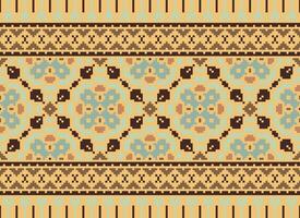 Pixel Ethnic pattern vector background. seamless pattern traditional, Design for background, wallpaper, Batik, fabric, carpet, clothing, wrapping, and textile.ethnic pattern Vector illustration.