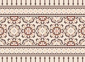 Pixel Ethnic pattern vector background. seamless pattern traditional, Design for background, wallpaper, Batik, fabric, carpet, clothing, wrapping, and textile.ethnic pattern Vector illustration.