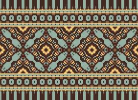 Pixel Ethnic pattern vector background. seamless pattern traditional, Design for background, wallpaper, Batik, fabric, carpet, clothing, wrapping, and textile.ethnic pattern Vector illustration.