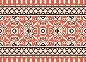 Pixel Ethnic pattern vector background. seamless pattern traditional, Design for background, wallpaper, Batik, fabric, carpet, clothing, wrapping, and textile.ethnic pattern Vector illustration.