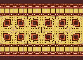 Pixel Ethnic pattern vector background. seamless pattern traditional, Design for background, wallpaper, Batik, fabric, carpet, clothing, wrapping, and textile.ethnic pattern Vector illustration.