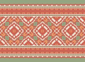 Pixel Ethnic pattern vector background. seamless pattern traditional, Design for background, wallpaper, Batik, fabric, carpet, clothing, wrapping, and textile.ethnic pattern Vector illustration.