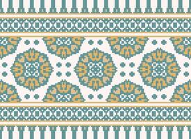 Pixel Ethnic pattern vector background. seamless pattern traditional, Design for background, wallpaper, Batik, fabric, carpet, clothing, wrapping, and textile.ethnic pattern Vector illustration.