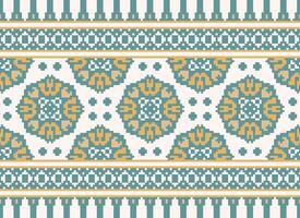 Pixel Ethnic pattern vector background. seamless pattern traditional, Design for background, wallpaper, Batik, fabric, carpet, clothing, wrapping, and textile.ethnic pattern Vector illustration.