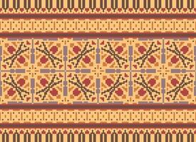 Pixel Ethnic pattern vector background. seamless pattern traditional, Design for background, wallpaper, Batik, fabric, carpet, clothing, wrapping, and textile.ethnic pattern Vector illustration.