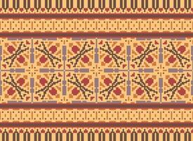 Pixel Ethnic pattern vector background. seamless pattern traditional, Design for background, wallpaper, Batik, fabric, carpet, clothing, wrapping, and textile.ethnic pattern Vector illustration.