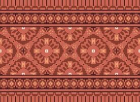 Pixel Ethnic pattern vector background. seamless pattern traditional, Design for background, wallpaper, Batik, fabric, carpet, clothing, wrapping, and textile.ethnic pattern Vector illustration.