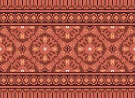 Pixel Ethnic pattern vector background. seamless pattern traditional, Design for background, wallpaper, Batik, fabric, carpet, clothing, wrapping, and textile.ethnic pattern Vector illustration.