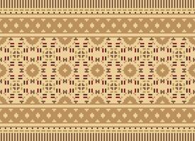 Pixel Ethnic pattern vector background. seamless pattern traditional, Design for background, wallpaper, Batik, fabric, carpet, clothing, wrapping, and textile.ethnic pattern Vector illustration.