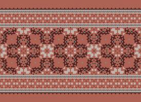 Pixel Ethnic pattern vector background. seamless pattern traditional, Design for background, wallpaper, Batik, fabric, carpet, clothing, wrapping, and textile.ethnic pattern Vector illustration.