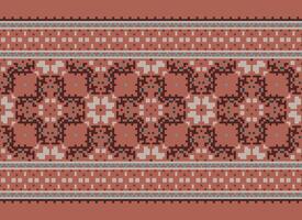 Pixel Ethnic pattern vector background. seamless pattern traditional, Design for background, wallpaper, Batik, fabric, carpet, clothing, wrapping, and textile.ethnic pattern Vector illustration.