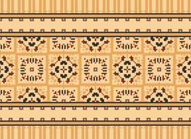 Pixel Ethnic pattern vector background. seamless pattern traditional, Design for background, wallpaper, Batik, fabric, carpet, clothing, wrapping, and textile.ethnic pattern Vector illustration.