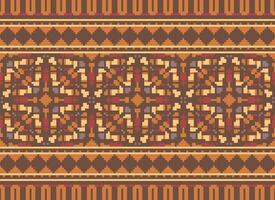 Pixel Ethnic pattern vector background. seamless pattern traditional, Design for background, wallpaper, Batik, fabric, carpet, clothing, wrapping, and textile.ethnic pattern Vector illustration.
