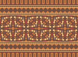 Pixel Ethnic pattern vector background. seamless pattern traditional, Design for background, wallpaper, Batik, fabric, carpet, clothing, wrapping, and textile.ethnic pattern Vector illustration.