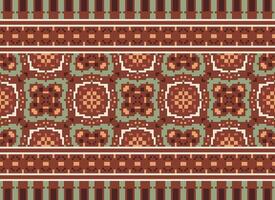 Pixel Ethnic pattern vector background. seamless pattern traditional, Design for background, wallpaper, Batik, fabric, carpet, clothing, wrapping, and textile.ethnic pattern Vector illustration.