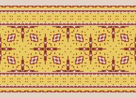Pixel Ethnic pattern vector background. seamless pattern traditional, Design for background, wallpaper, Batik, fabric, carpet, clothing, wrapping, and textile.ethnic pattern Vector illustration.