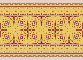 Pixel Ethnic pattern vector background. seamless pattern traditional, Design for background, wallpaper, Batik, fabric, carpet, clothing, wrapping, and textile.ethnic pattern Vector illustration.