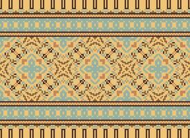 Pixel Ethnic pattern vector background. seamless pattern traditional, Design for background, wallpaper, Batik, fabric, carpet, clothing, wrapping, and textile.ethnic pattern Vector illustration.