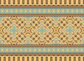 Pixel Ethnic pattern vector background. seamless pattern traditional, Design for background, wallpaper, Batik, fabric, carpet, clothing, wrapping, and textile.ethnic pattern Vector illustration.