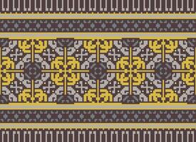 Embroidery ethnic pattern, Vector Geometric ornate background, Cross stitch retro zigzag style, Blue and yellow pattern knitting continuous, Design for textile, fabric, ceramic, digital print