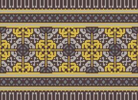 Embroidery ethnic pattern, Vector Geometric ornate background, Cross stitch retro zigzag style, Blue and yellow pattern knitting continuous, Design for textile, fabric, ceramic, digital print