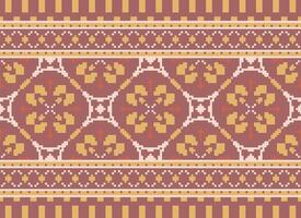 Embroidery ethnic pattern, Vector Geometric ornate background, Cross stitch retro zigzag style, Blue and yellow pattern knitting continuous, Design for textile, fabric, ceramic, digital print