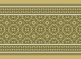 Pixel cross stitch traditional ethnic pattern paisley flower Ikat background abstract Aztec African Indonesian Indian seamless pattern for fabric print cloth dress carpet curtains and sarong vector