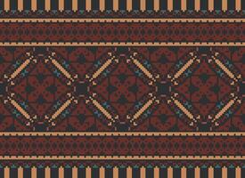 Embroidery ethnic pattern, Vector Geometric ornate background, Cross stitch retro zigzag style, Blue and yellow pattern knitting continuous, Design for textile, fabric, ceramic, digital print