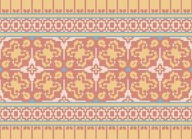 Embroidery ethnic pattern, Vector Geometric ornate background, Cross stitch retro zigzag style, Blue and yellow pattern knitting continuous, Design for textile, fabric, ceramic, digital print