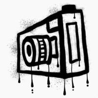 Camera graffiti drawn with black spray paint vector