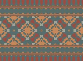 Embroidery ethnic pattern, Vector Geometric ornate background, Cross stitch retro zigzag style, Blue and yellow pattern knitting continuous, Design for textile, fabric, ceramic, digital print