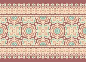 Embroidery ethnic pattern, Vector Geometric ornate background, Cross stitch retro zigzag style, Blue and yellow pattern knitting continuous, Design for textile, fabric, ceramic, digital print