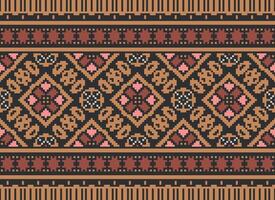 Embroidery ethnic pattern, Vector Geometric ornate background, Cross stitch retro zigzag style, Blue and yellow pattern knitting continuous, Design for textile, fabric, ceramic, digital print
