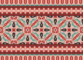 Embroidery ethnic pattern, Vector Geometric ornate background, Cross stitch retro zigzag style, Blue and yellow pattern knitting continuous, Design for textile, fabric, ceramic, digital print