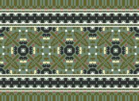Embroidery ethnic pattern, Vector Geometric ornate background, Cross stitch retro zigzag style, Blue and yellow pattern knitting continuous, Design for textile, fabric, ceramic, digital print