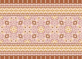 Embroidery ethnic pattern, Vector Geometric ornate background, Cross stitch retro zigzag style, Blue and yellow pattern knitting continuous, Design for textile, fabric, ceramic, digital print