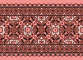 Embroidery ethnic pattern, Vector Geometric ornate background, Cross stitch retro zigzag style, Blue and yellow pattern knitting continuous, Design for textile, fabric, ceramic, digital print