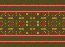 Embroidery ethnic pattern, Vector Geometric ornate background, Cross stitch retro zigzag style, Blue and yellow pattern knitting continuous, Design for textile, fabric, ceramic, digital print