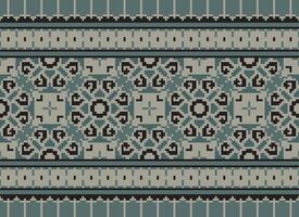 Embroidery ethnic pattern, Vector Geometric ornate background, Cross stitch retro zigzag style, Blue and yellow pattern knitting continuous, Design for textile, fabric, ceramic, digital print
