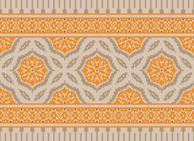 Embroidery ethnic pattern, Vector Geometric ornate background, Cross stitch retro zigzag style, Blue and yellow pattern knitting continuous, Design for textile, fabric, ceramic, digital print