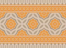 Embroidery ethnic pattern, Vector Geometric ornate background, Cross stitch retro zigzag style, Blue and yellow pattern knitting continuous, Design for textile, fabric, ceramic, digital print