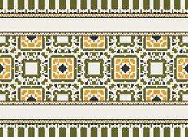 Embroidery ethnic pattern, Vector Geometric ornate background, Cross stitch retro zigzag style, Blue and yellow pattern knitting continuous, Design for textile, fabric, ceramic, digital print