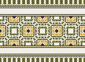 Embroidery ethnic pattern, Vector Geometric ornate background, Cross stitch retro zigzag style, Blue and yellow pattern knitting continuous, Design for textile, fabric, ceramic, digital print